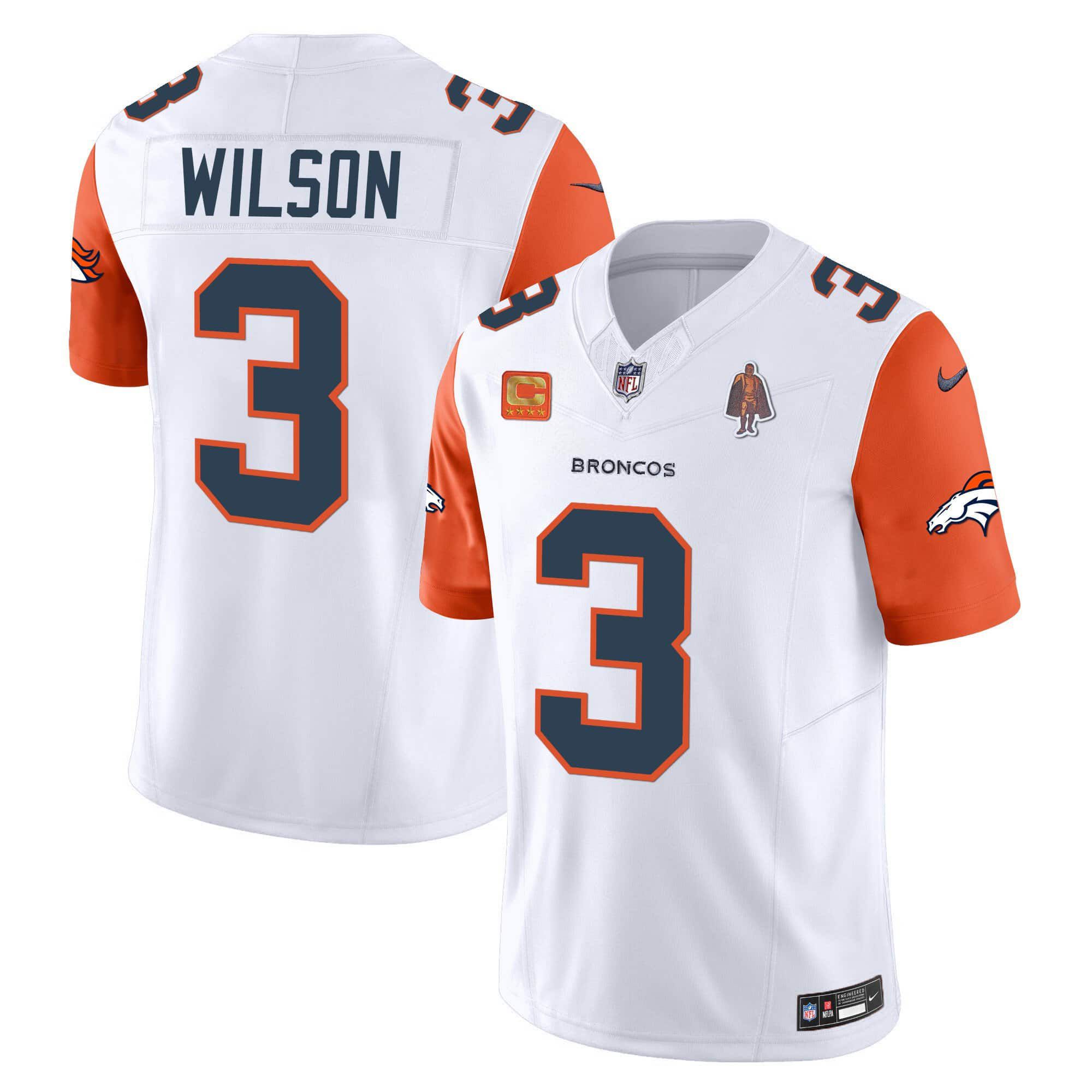Men Denver Broncos #3 Wilson White 2024 Nike Vapor Limited NFL Jersey style 2